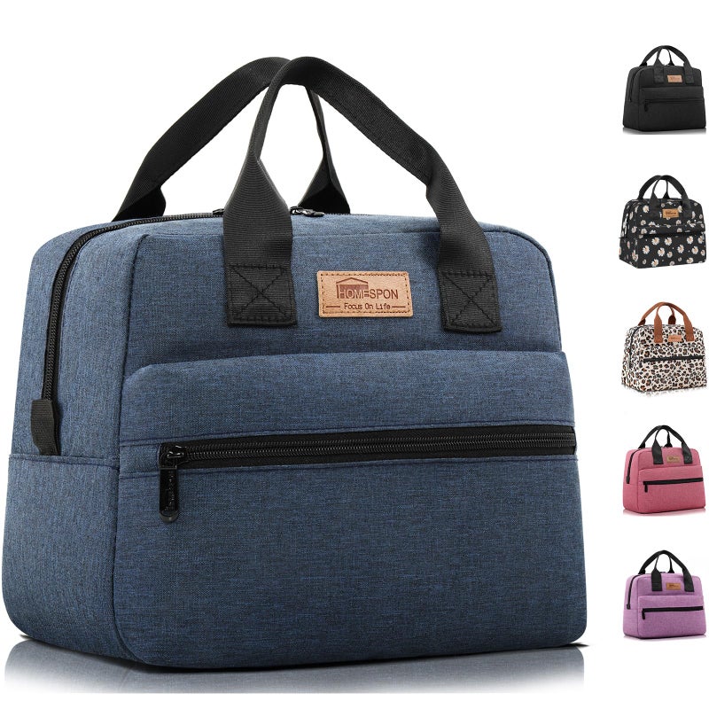HOMESPON Insulated Lunch Bag for Women Men Lunch Box Cooler Lunch Tote for Work Picnic (Navy) - Image 1